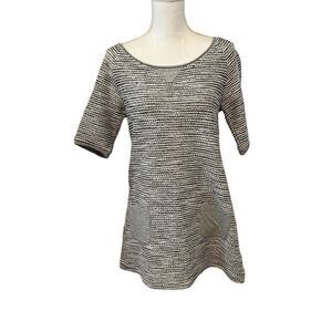 Meadow Rue Anthropologie Gray Striped Mini Dress Size Small